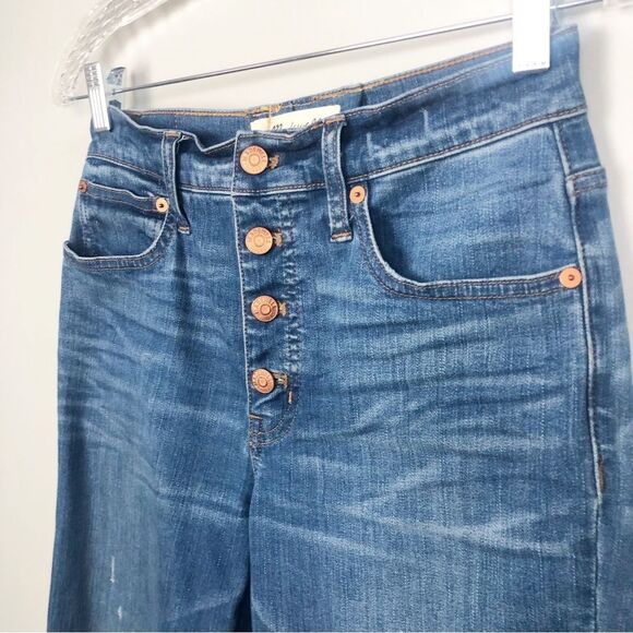 MADEWELL | Cali Demi Boot Jeans Distressed Raw Hem Button Fly Women’s Size 27 - Picture 3 of 13